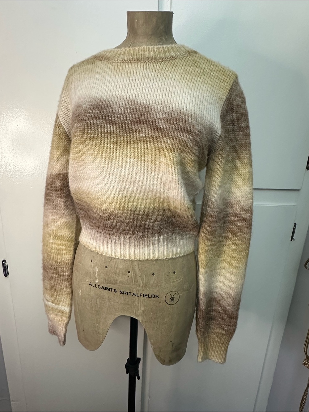 Ombre Crewneck Sweater in Cream, Tan & Brown